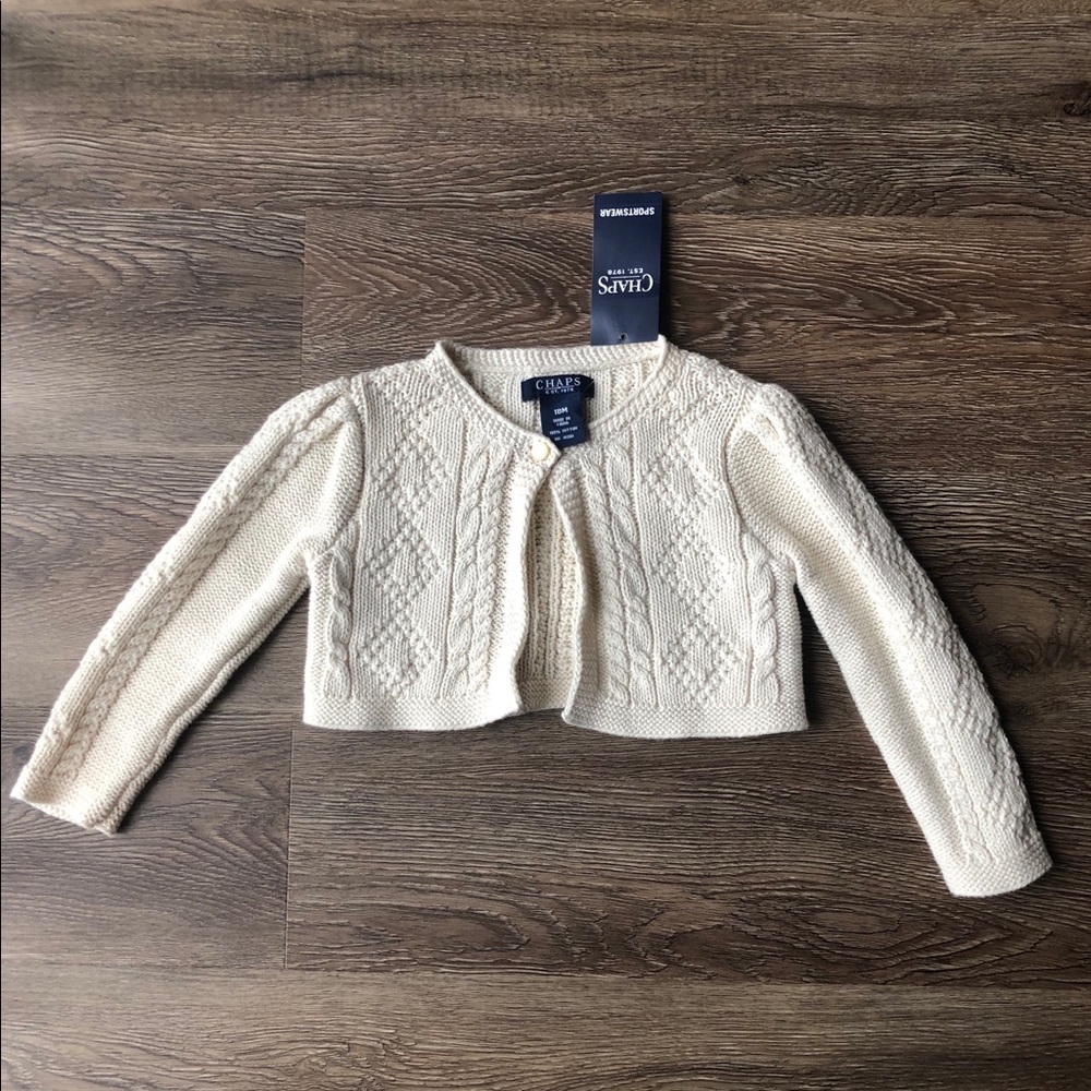CHAPS Girls Cream Cable Knit Shrug Sweater